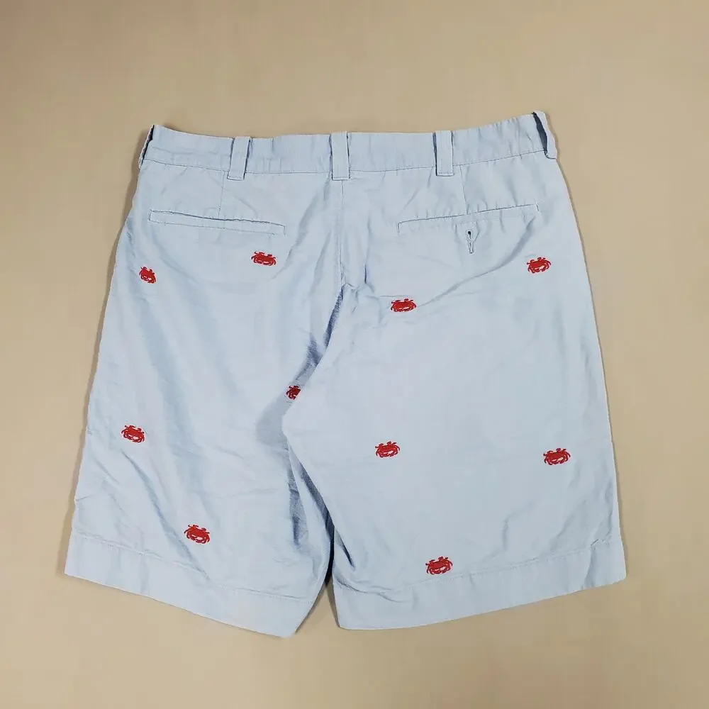 J. Crew Mens Sunwashed Oxford Shorts Size 31 Embroidered Crabs